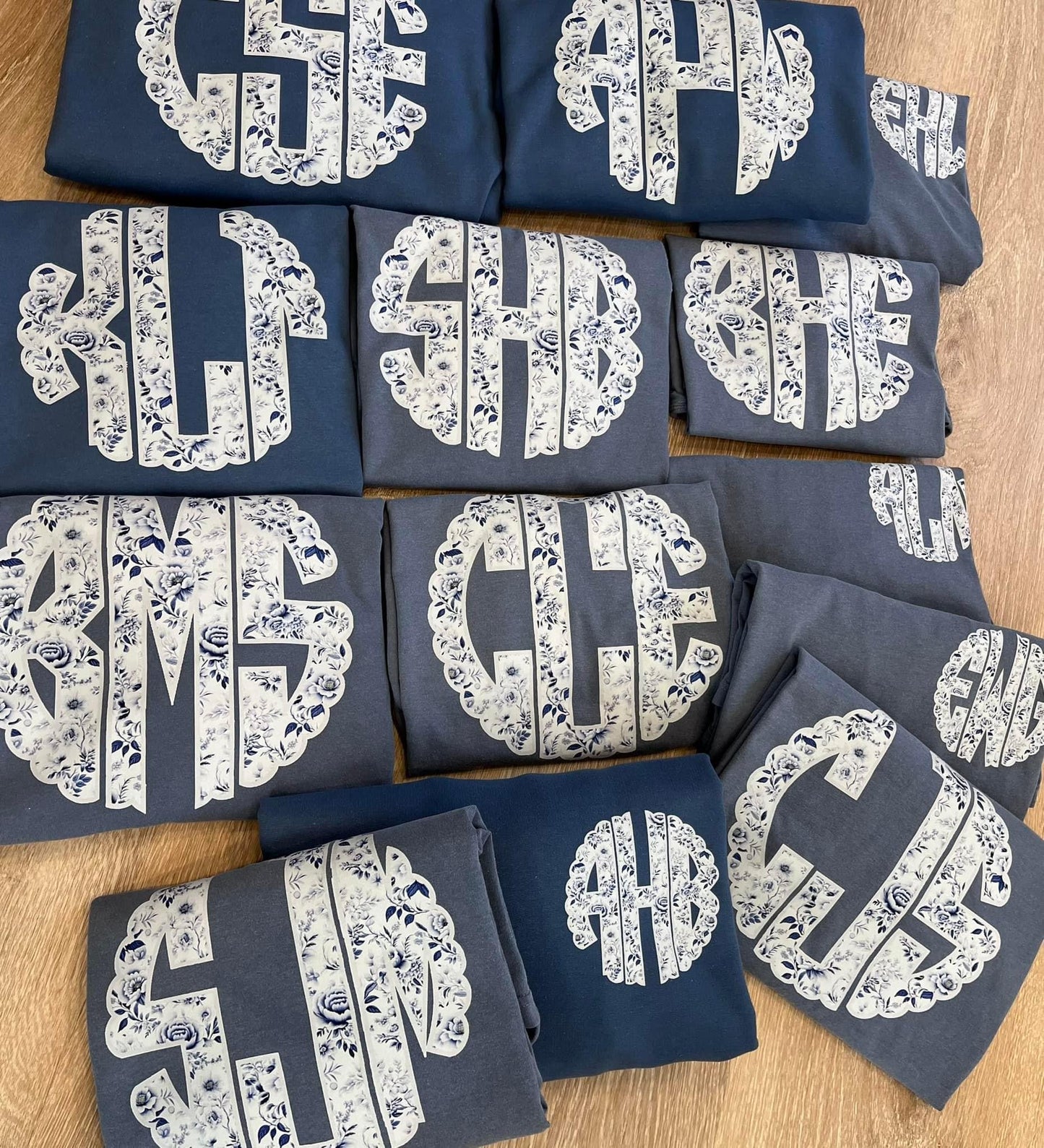 Blue Floral Monogram