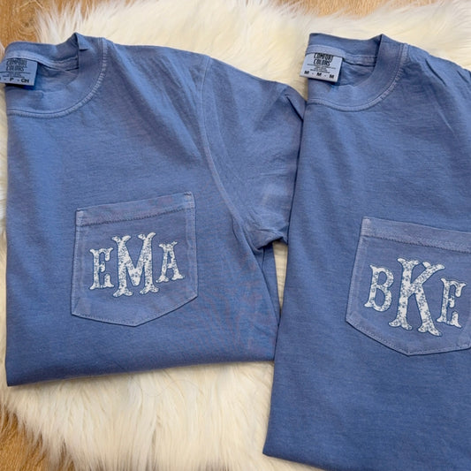 Blue & White Floral Pocket