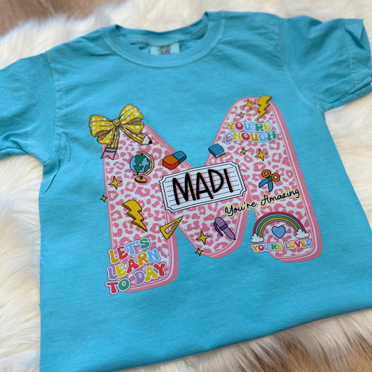 Blue School Initial Tee