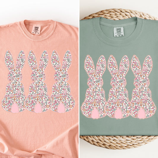 Floral Bunny Trio