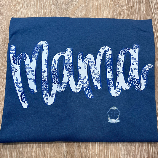 Floral cursive mama shirt